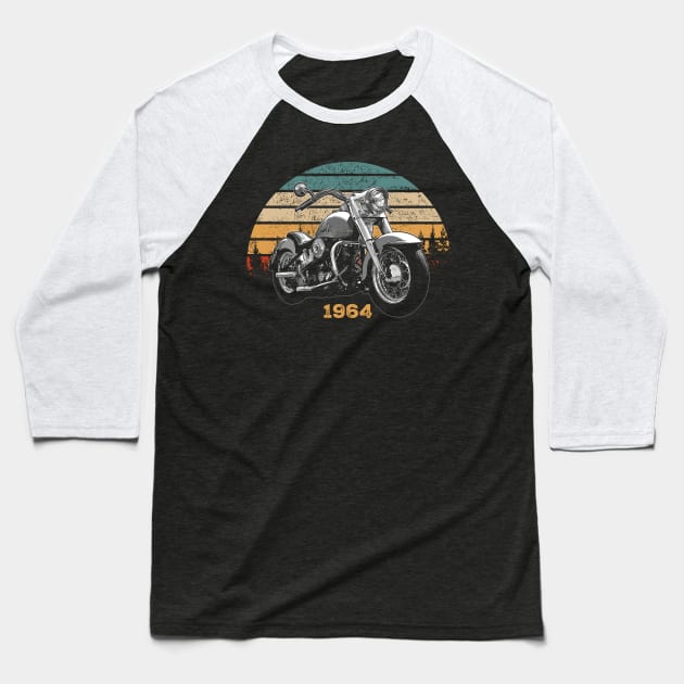 1964 Harley-Davidson Vintage Motorcycle Design Baseball T-Shirt by Madisen Harvey